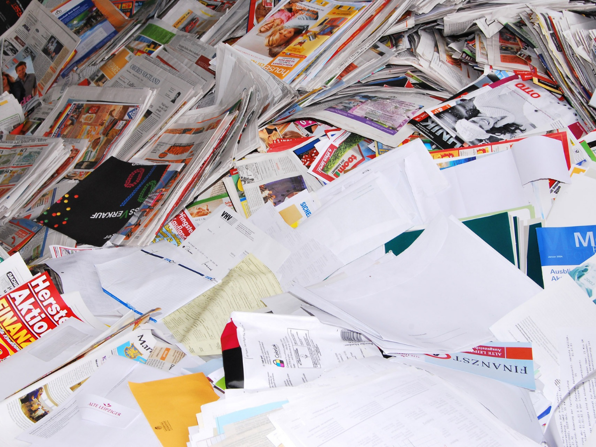 Image of paper awaiting recycling at Nolan Recycling
