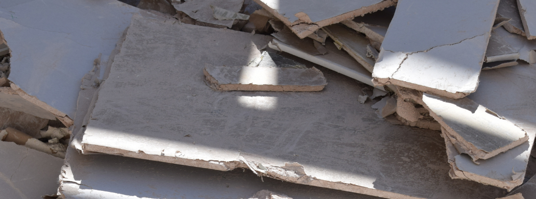plasterboard awaiting recycling in Nolan Recycling headquarters