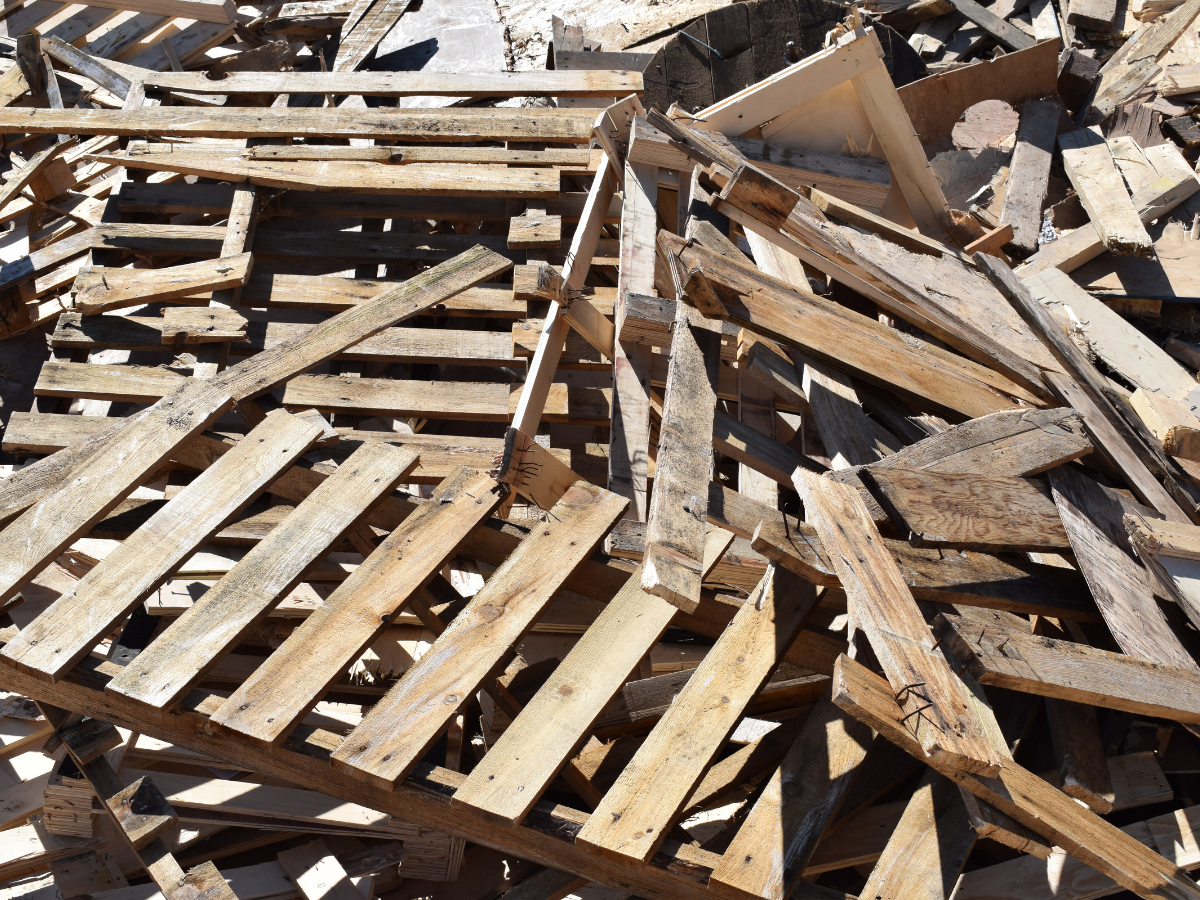 Image of wood awaiting recycling at Nolan Recycling
